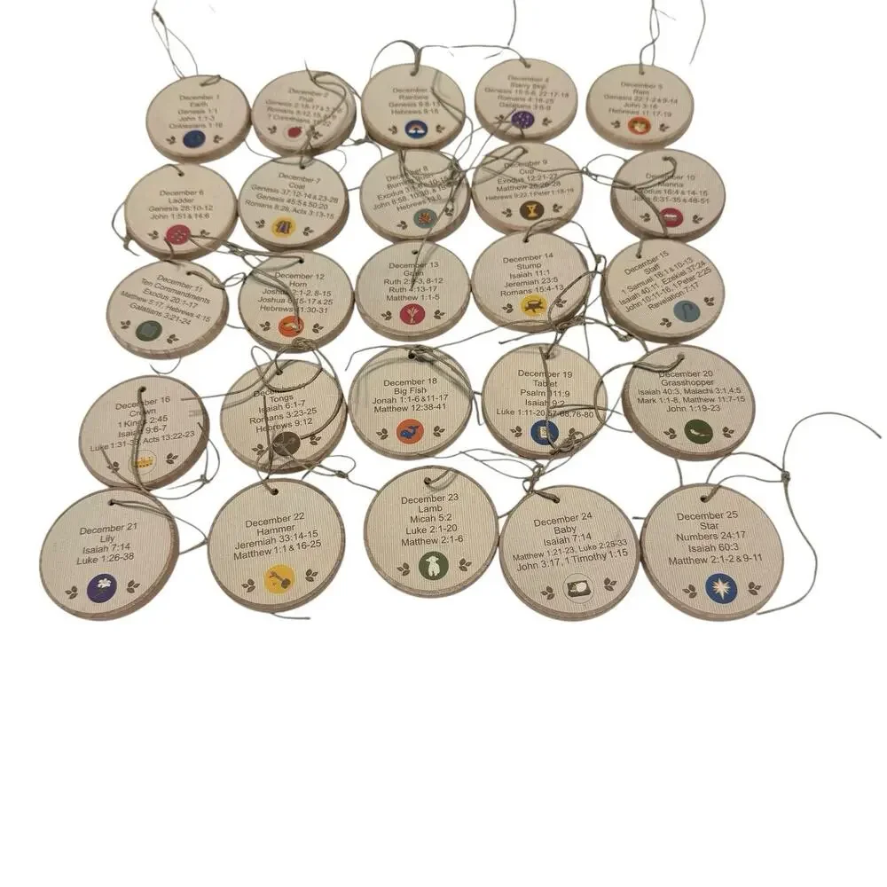 Jesse Tree Ornaments 25 solid hardwood discs (.25in thick) Christmas Tree